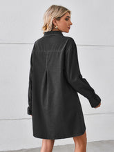 Load image into Gallery viewer, Pocketed Dropped Shoulder Mini Denim Dress