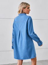 Load image into Gallery viewer, Pocketed Dropped Shoulder Mini Denim Dress