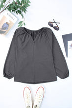 Load image into Gallery viewer, Notched Neck Balloon Sleeve Blouse