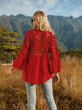 Load image into Gallery viewer, Spliced Lace Buttoned Blouse