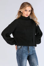 Load image into Gallery viewer, Turtleneck Rib-Knit Dropped Shoulder Sweater