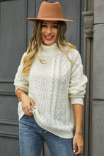 Load image into Gallery viewer, Cable-Knit Turtle Neck Long Sleeve Sweater
