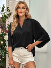 Load image into Gallery viewer, Three-Quarter Flare Sleeve V-Neck Blouse