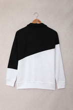 Load image into Gallery viewer, Contrast Zip-Up Collared Neck Dropped Shoulder Blouse