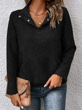 Load image into Gallery viewer, Raglan Sleeve Collared Neck Sweatshirt with Pocket