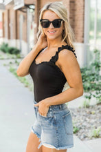 Load image into Gallery viewer, Ribbed Ruffle Trim Sleeveless Bodysuit