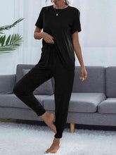 Load image into Gallery viewer, Round Neck Short Sleeve Top and Pants Set
