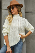 Load image into Gallery viewer, Cable-Knit Turtle Neck Long Sleeve Sweater