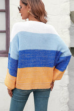 Load image into Gallery viewer, Round Neck Color Block Ribbed Pullover Sweater