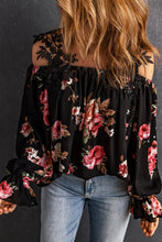 Load image into Gallery viewer, Floral Lace Cold-Shoulder Flounce Sleeve Blouse