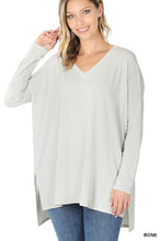 Load image into Gallery viewer, Zenana Solid Dolman Sleeve V Neck Top With Side Slits