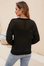 Load image into Gallery viewer, Round Neck Openwork Dropped Shoulder Knit Top