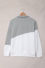 Load image into Gallery viewer, Contrast Zip-Up Collared Neck Dropped Shoulder Blouse