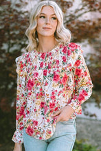 Load image into Gallery viewer, Floral Round Neck Smocked Blouse