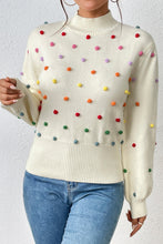 Load image into Gallery viewer, Pom-Pom Trim Mock Neck Long Sleeve Pullover Sweater