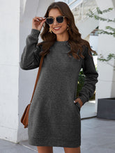 Load image into Gallery viewer, Round Neck Long Sleeve Mini Dress with Pockets