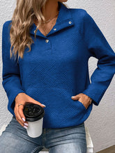 Load image into Gallery viewer, Raglan Sleeve Collared Neck Sweatshirt with Pocket