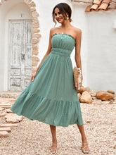 Load image into Gallery viewer, Frill Trim Strapless Midi Dress