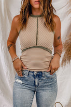 Load image into Gallery viewer, Striped Contrast Round Neck Tank