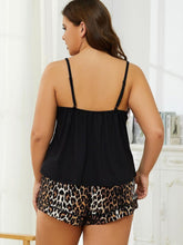 Load image into Gallery viewer, Curvy Size Lace Trim Scoop Neck Cami and Printed Shorts Pajama Set