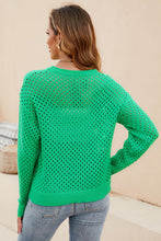 Load image into Gallery viewer, Round Neck Openwork Dropped Shoulder Knit Top