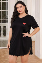 Load image into Gallery viewer, Plus Size Lace Trim V-Neck Short Sleeve Night Dress