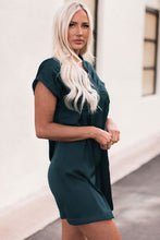 Load image into Gallery viewer, Notched Neck Cuffed Sleeve Mini Dress
