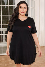 Load image into Gallery viewer, Plus Size Lace Trim V-Neck Short Sleeve Night Dress