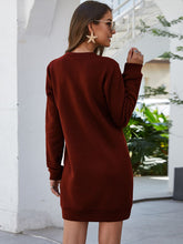Load image into Gallery viewer, Round Neck Long Sleeve Mini Dress with Pockets