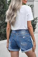 Load image into Gallery viewer, Medium Wash Folded Denim Shorts