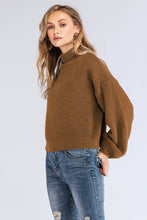 Load image into Gallery viewer, Turtleneck Rib-Knit Dropped Shoulder Sweater