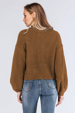 Load image into Gallery viewer, Turtleneck Rib-Knit Dropped Shoulder Sweater
