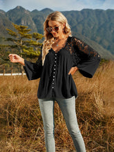 Load image into Gallery viewer, Spliced Lace Buttoned Blouse
