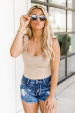 Load image into Gallery viewer, Ribbed Ruffle Trim Sleeveless Bodysuit