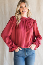 Load image into Gallery viewer, Frilled Neck Long Flounce Sleeve Blouse