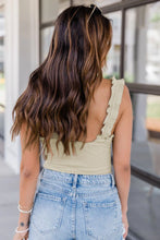 Load image into Gallery viewer, Ribbed Ruffle Trim Sleeveless Bodysuit