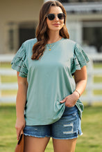 Load image into Gallery viewer, Curvy Size Butterfly Sleeve Round Neck Top