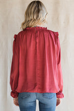 Load image into Gallery viewer, Frilled Neck Long Flounce Sleeve Blouse