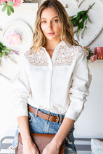 Load image into Gallery viewer, Spliced Lace High-Low Shirt