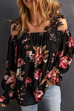 Load image into Gallery viewer, Floral Lace Cold-Shoulder Flounce Sleeve Blouse