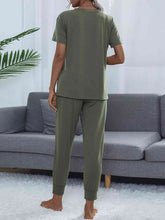 Load image into Gallery viewer, Round Neck Short Sleeve Top and Pants Set