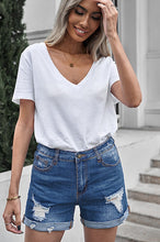 Load image into Gallery viewer, Medium Wash Folded Denim Shorts