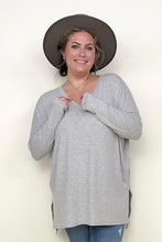 Load image into Gallery viewer, Zenana Solid Dolman Sleeve V Neck Top With Side Slits