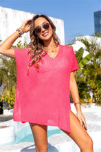 Load image into Gallery viewer, Slit V-Neck Short Sleeve Cover Up
