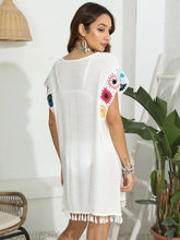 Load image into Gallery viewer, Tassel Boat Neck Flutter Sleeve Cover Up
