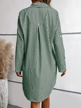 Load image into Gallery viewer, Striped Button Up Long Sleeve Mini Shirt Dress
