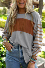 Load image into Gallery viewer, Striped Round Neck Long Sleeve T-Shirt
