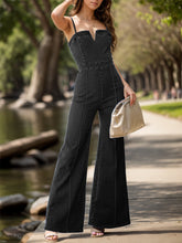 Load image into Gallery viewer, Spaghetti Strap Wide Leg Denim Overalls
