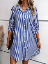 Load image into Gallery viewer, Striped Button Up Long Sleeve Mini Shirt Dress
