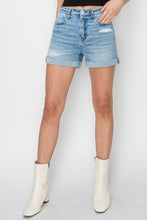 Load image into Gallery viewer, RISEN Distressed Mid-Rise Waist Denim Shorts
